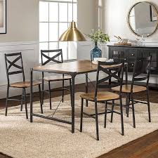 Industrial rectangle dining set metal oak table vintage leather chairs. Industrial Barnwood 5 Pc Dining Table Set Kirklands