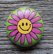 Smiley Flower Painted Rock Decorative Accent Stone Paperweight By Heartandsoulbydeb On Etsy Painted Rocks Painted Rocks Craft Rock Painting Designs