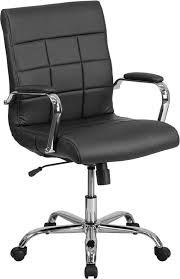 Mid Back Vinyl Executive Swivel Chair With Chrome Base And Arms Office Chair Black Leather Chair Leather Office Chair