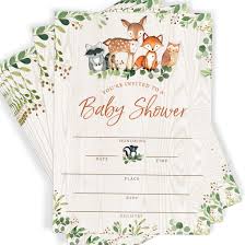 Buy Woodland Party Baby Shower Invitations 25 Cards And Envelopes Forest Theme Woodland Creatures Fox Baby Online In Indonesia B081s2lhr2