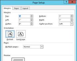 Image of Margins dialog box in Word