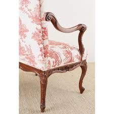 White Pair Of French Provincial Style Walnut Toile Fauteuil Armchairs For Sale Image 8 Of 13 Furniture Design Modern Armchairs For Sale Fauteuil Armchair