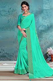 Convert hex color » color is rgb? Georgette Embroidery Saree In Aqua Green Colour