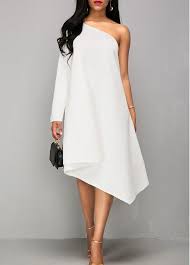 Asymmetric Hem One Shoulder White Dress On Sale Only Us 34 90 Now Buy Cheap Asymmetric Hem Cocktail Dress Classy Evening White Dress Party Party Dress Classy