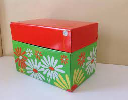 Vintage Retro Mod Daisy Recipe Metal Box By Syndicate 70 S Flower Power Vintage Recipe Box Metal Recipe Box Vintage