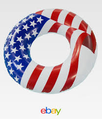Swimline 36 Inch Inflatable Patriotic American Flag Swimming Pool Tube Float Pool Tube Swimline Swimming Pools