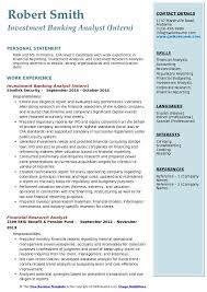 Investment Banking Analyst Resume Samples Qwikresume