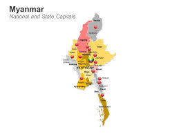 Myanmar Map Editable Ppt Slides Myanmar Yangon Naypyidaw