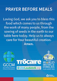 When it comes to catholic meal prayers, most catholics are really diligent about praying before their meals and most use the bless us o lord prayer. Prayer Before Meals Limerick Diocese
