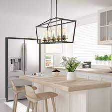 Pendant lights are a type of ceiling light used most often in kitchens and dining rooms. Emliviar Modern 5 Light Kitchen Island Pendant Light Fixture Linear Pendant Lighting Black And Gold Finish With Clear Farmhouse Goals