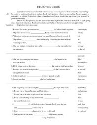 Transition Words 7th 10th Grade Worksheet Transition Words Worksheet Transition Words Transition Words Activities