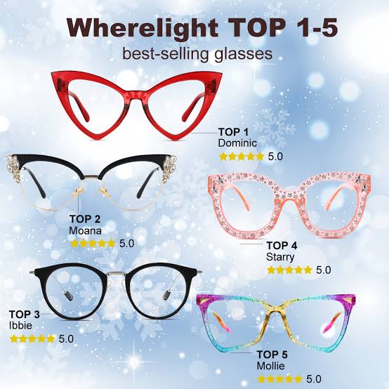 Selection of colorful eyeglass frames in different shapes and styles