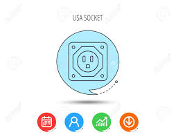 Usa Socket Icon Electricity Power Adapter Sign Calendar User