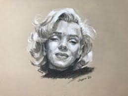 Charcoal Drawing by Daphne Côté Portrait of Marilyn