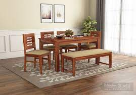 1.5 out of 5 stars with 2 ratings. Buy Janet 6 Seater Dining Table Set With Bench Honey Finish Online In India Wooden Street