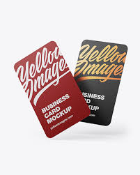 Paper Business Cards Mockup In Stationery Mockups On Yellow Images Object Mockups