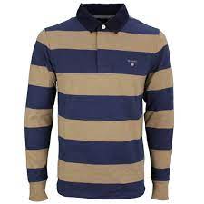 Rugby shirts are officially a fall essential. Gant Herren Rugby Shirt Heavy Rugger Blockstreifen Blau Beige 2005051 295 Sand Ebay