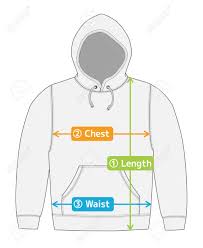 hoodie hooded sweatshirt illustration for size chart english