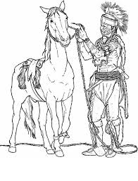 Native American Preparing His Horse Coloring Page Horse Coloring Pages Horse Coloring Coloring Pages