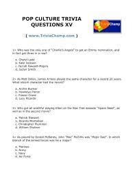 Pop culture trivia questions, facts, history. Pop Culture Trivia Questions Xv Trivia Champ