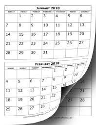 2018 Calendar Two Months Per Page Calendar Printable Calendar 2016 Calendar Printables Calendar