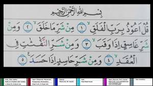 Berikut adalah hukum bacaan tajwid beserta sebabnya yang ada dalam surah al falaq. Bacaan Surat Al Falaq Dengan Tajwid Berwarna Standard Kemenag Youtube