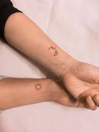 Moon And Sun Tattoo Minimal Sun Tattoo Hand Poked Tattoo Ideas Minimal Tattoo