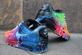 Following its natural/chili red iteration from two weeks ago, the american footwear giant has a nike air max patch logo is sewn at the top of the sneaker's padded satin tongue, complemented by light blue accents behind it and around the. Nike Air Max 90 Blue Galaxy Style Painted Custom Shoes Sneaker Airbrush Kicks Rare Schuhe Unikat Handpainted Shoes Dripping Swoosh Nike Air Max Nike Shoes Women Nike Air Shoes