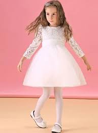 Quando si tratta di vestitini bambina per i party non ci manca niente! Abito Da Cerimonia Bambina Economico Con Gonna Di Tulle E Maniche Lunghe Di Pizzo