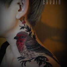 Bird With Red Neck And Head Gakkin On Instagram Red Headed Finch On Aki Freehand Birds Tattoo Neck Tattoo Finch Tattoo