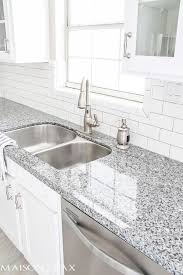 Black And White Speckled Granite Countertops Source List For Classic White Kitchen Classic White Kitchen Diy Kitchen Remodel White Kitchen Backsplash