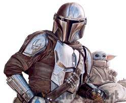 Colored Pencil Drawing Of The Mandalorian And Baby Yoda Star Wars Colors Yoda Drawing Star Wars Pictures