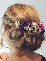 Wedding Hair With Flowers And Braid Bridesmaids Cute Wedding Hairstyles Long Hair Styles Hair Styles