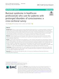 Maybe you would like to learn more about one of these? Pdf Burnout Syndrome In Healthcare Professionals Who Care For Patients With Prolonged Disorders Of Consciousness A Cross Sectional Survey