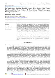 Pentingnya sektor pertanian dalam perekonomian indonesia dapat dilihat dari aspek kontribusi terhadap produk domestik bruto (pdb), penyediaan lapangan kerja, penyediaan penganekaragaman tanaman, kontribusi untuk mengurangi jumlah. Pdf Perbandingan Kualitas Produk Sayur Dan Buah Pada Pasar Tradisional Dan Pasar Modern Di Kota Serang Dalam Penerapan Strategi Pamasaran