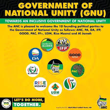 Updates with LolahM - SOUTH AFRICA - Introducing to you the government of national unity (GNU) made of the following political parties : 1. ANC 2. PA 3. DA 4. IFP 5.