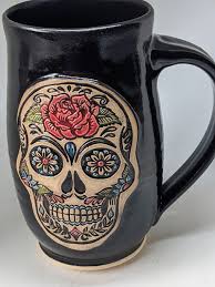 Black Sugar Skull Handmade Coffee Mug Day of the Dead - Etsy Hong Kong