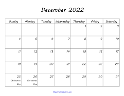December 2022 Christmas Calendar Free Printable December 2022 Calendar Printable Pdf Blank Free Download