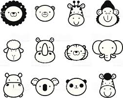 Cute Zoo Animals In Black And White Easy Animal Drawings Animal Outline Animal Templates