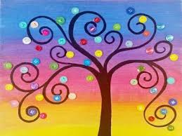 Rainbow Button Tree Acrylic Painting Tutorial Live Summer Art Camp For Kids Day 2 Kids Canvas Art Kids Canvas Painting Canvas Painting Diy
