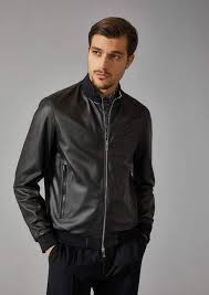 Woven Leather Jacket For Men Giorgio Armani Leather Jacket Men Leather Jacket Jackets