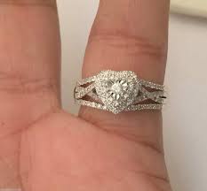 14k Yellow Gold Heart Shape Diamonds Two Bands Bridal Set Wedding Ring Guard 0 75ct Tw By R Wedding Ring Guard Diamond Bridal Ring Sets Heart Shaped Diamond