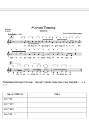 Baik jarak nada ke atas atau jarak nada ke bawah. Perhatikan Teks Lagu Mariam Tomong Carilah Nada Nada Yang Berjarak 1 1 2 2 1 1 Bantu Jawabbbb Brainly Co Id