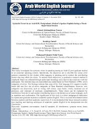 You can view this universiti kebangsaan malaysia (ukm) (i) program … pdf view and downloadable. Pdf Syntactic Errors In An Arab Efl Postgraduate Student S Spoken English During A Thesis Supervision Session Arab World English Journal Awej Academia Edu