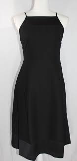 Banana Republic Black Strappy Satin Trim Fit Flare Midi Dress Size 6 Petite Dresses Clothes For Women Flare Skirt