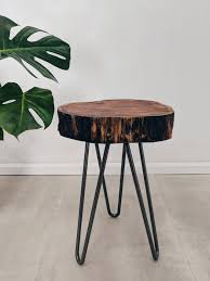 Log Slice Plant Stand Kand Rustic Tree Wood Slab Side Table Tree Trunk Bedside Table Wood Slab Table Tree Trunk Bedside Table Trunk Bedside Table