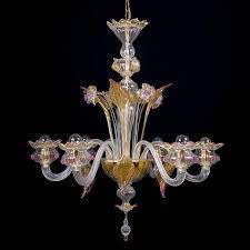 Lepidus Murano Chandelier 6 Lights Crystal Pink Gold Murano Chandelier Chandelier Pink And Gold