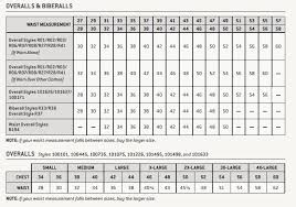 Carhartt Mens Fr Bib Overall Size Chart