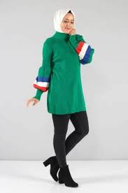 Balon Kol Triko Tunik Ksv5152 Yesil Triko Tunik Yesil