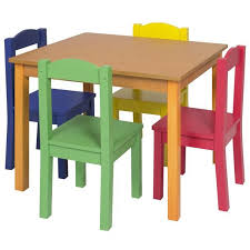Bc Kids Wooden Table 4 Chair Set Primary Table And Chair Sets Toddler Table And Chairs Wooden Table And Chairs